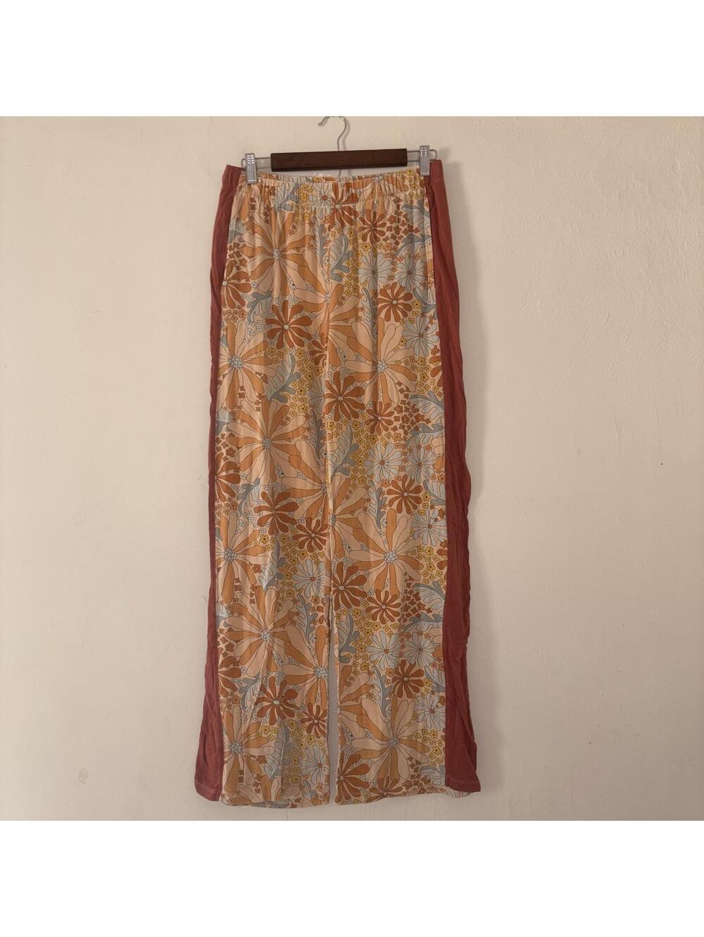 World Market Floral Print Wide Leg Lounge Pants Size S/M Retro Style